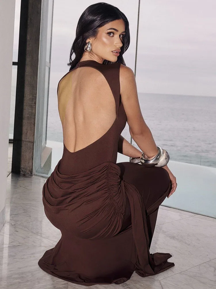 Alinaya Backless Bodycon Ruched Maxi Dress – Sculpting Evening Gown for Partywear, Weddings & Formal Events - Image 8