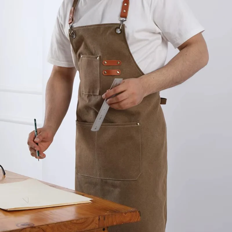 Heavy-Duty Canvas Work Apron – Adjustable Straps Multi-Pocket Tool Apron for Woodworking, Cooking, Crafts & DIY - Image 4