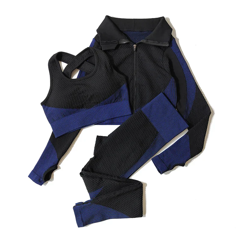 Seamless Women’s Gym Set – 2-Piece & 3-Piece Activewear with Long Sleeve Zip Jacket, Vest Top & High Waist Leggings - Image 10