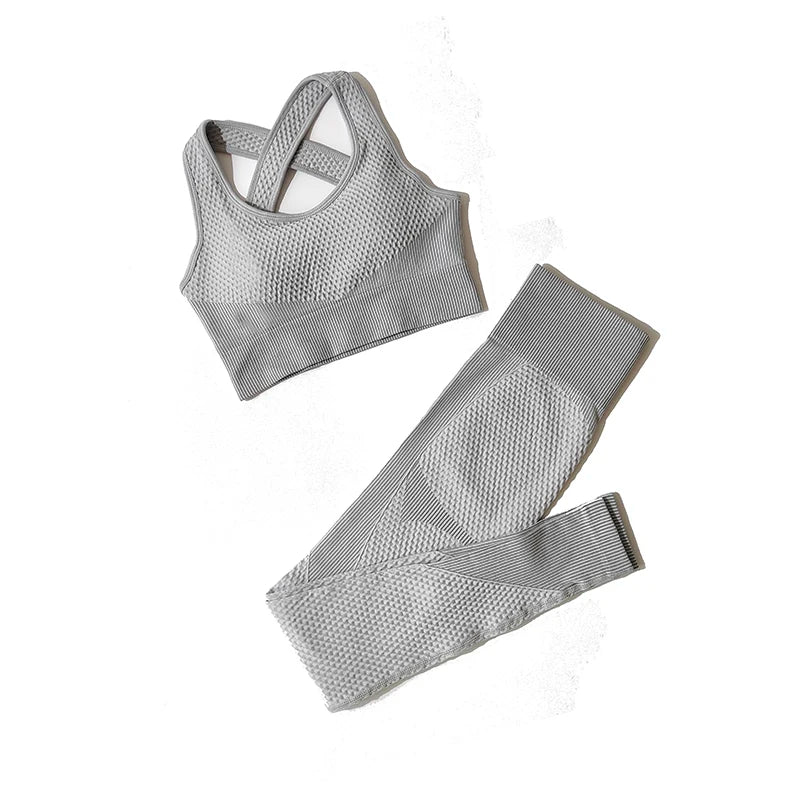 Seamless Women’s Gym Set – 2-Piece & 3-Piece Activewear with Long Sleeve Zip Jacket, Vest Top & High Waist Leggings - Image 5